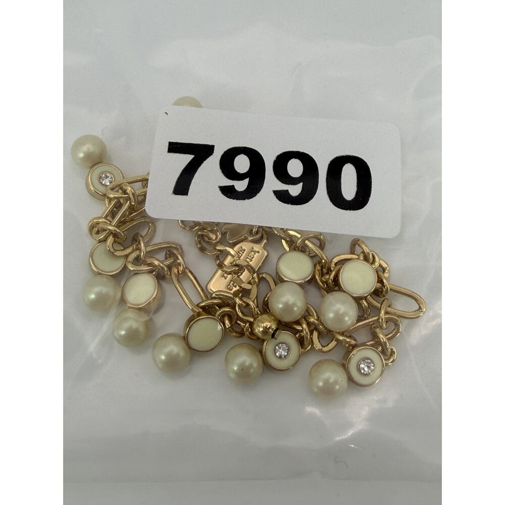 Kate Spade Pearly Delight Charm Bracelet Gold Tone Faux Pearls Crystal Charms - Picture 7 of 7